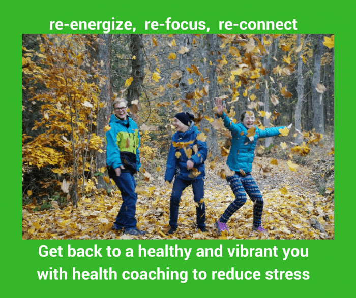 energetic people playing in the autumn leaveshealth-coaching-to-reduce-stress-