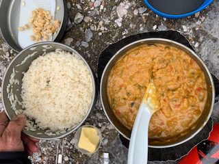 simple hiking food cooked on a trangia