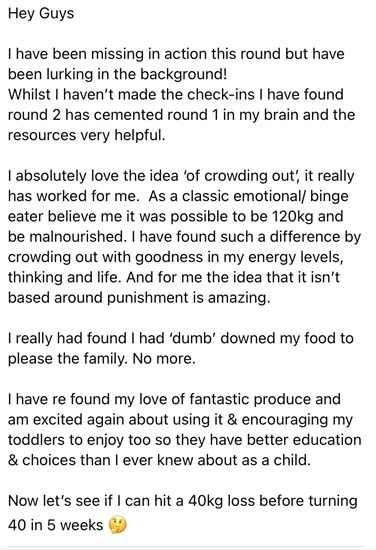 katie king from hobart's eating for energy and zing 6 week online nutrition coaching program testimonial for jo cc holistic pt