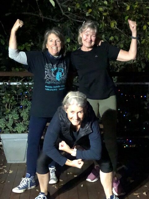 3 fit midlife women doing personal training 